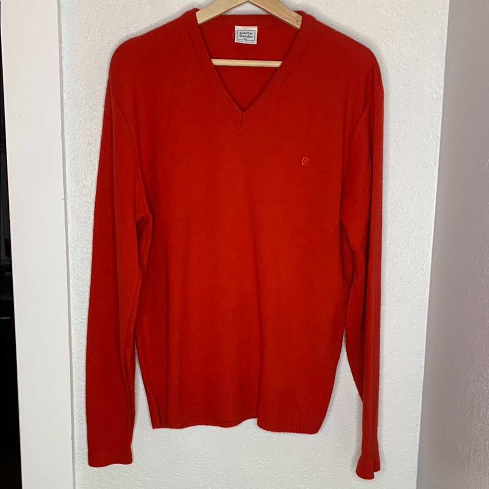 Vintage Pierre Cardin red v neck sweater soft XL